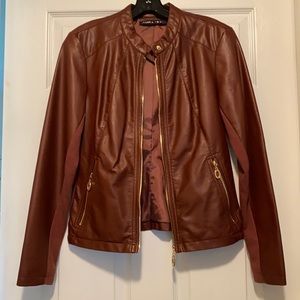 Ivanka Trump brown faux leather jacket